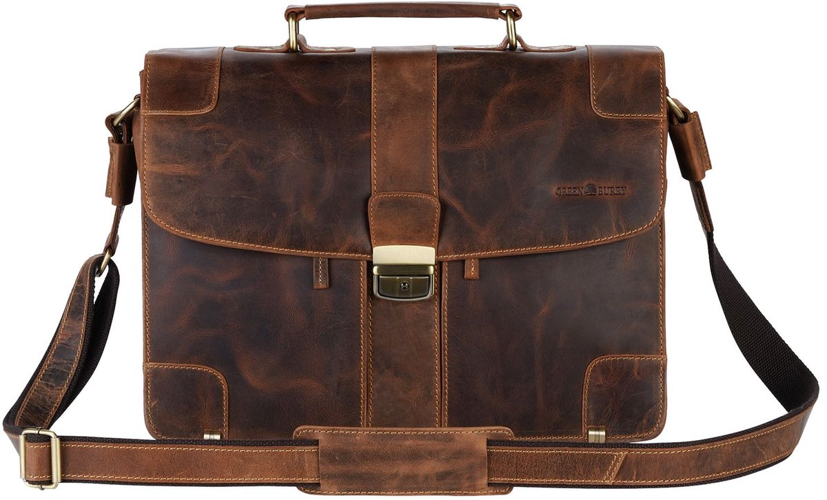 GREENBURRY aktetas Vintage Brief Case Brown bruine