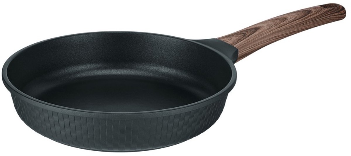 RESTO Ran Koekenpan 24 cm – Inductie Geschikt – Gegoten Aluminium – PFLUON Anti-aanbaklaag – PFAS/PFOA Vrij – Zwarte Frypan