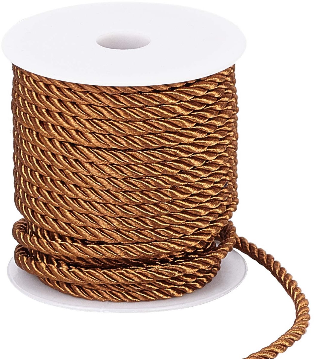 Dailygoods - Dailygoody - Gedraaid Koord - Decoratief Touw - Handig voor Creatieve Projecten - Bruin - Verpakking met Spoel - Geschikt voor Meubelstoffering - 59 Voet