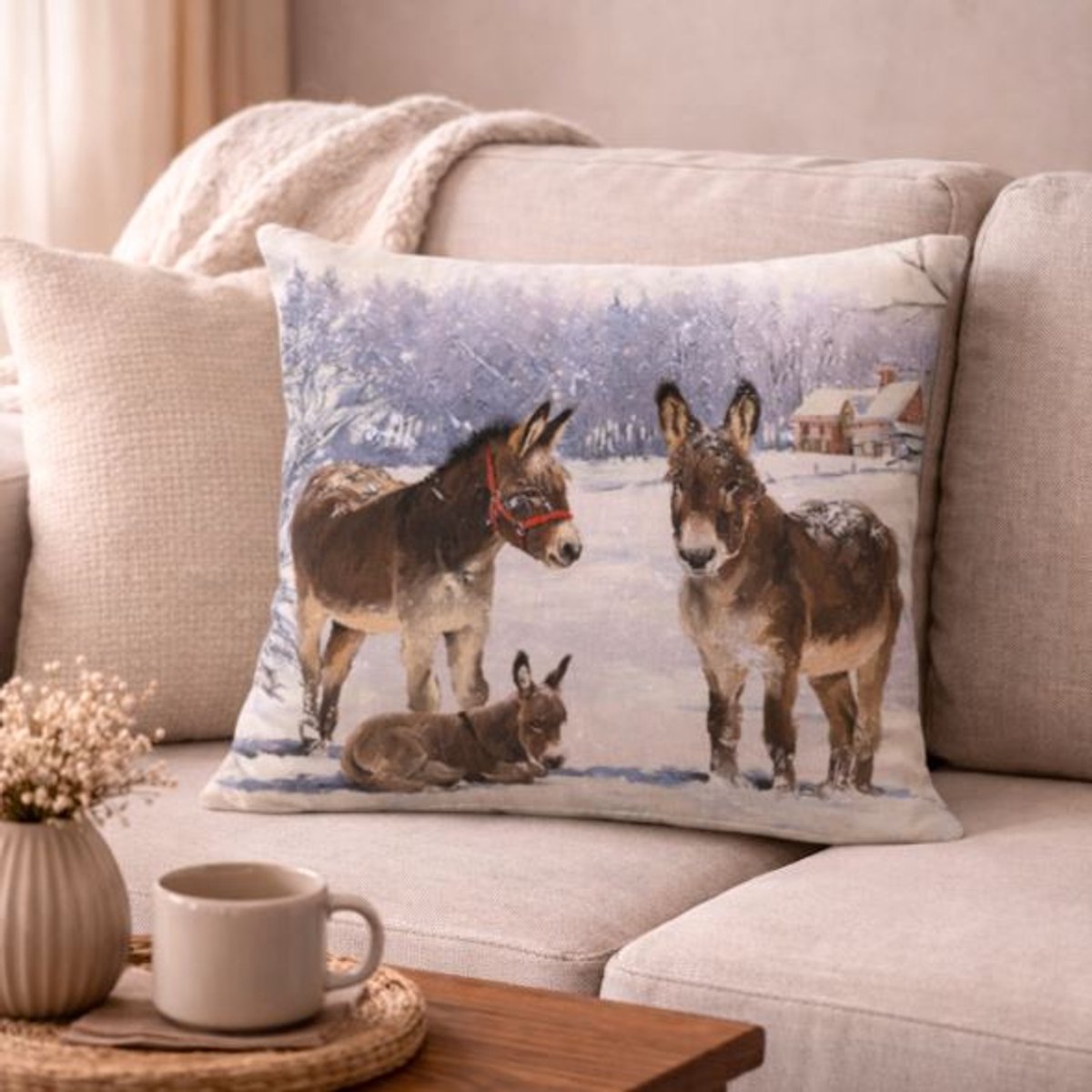 Dieren kussenhoes Ezel - Ezels - Fotoprint - Sierkussen - 45x45 cm