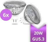 6x GU5.3 Halogeenspots 20W – 12V – MR16 – Dimbaar warm wit licht – 6 lampjes