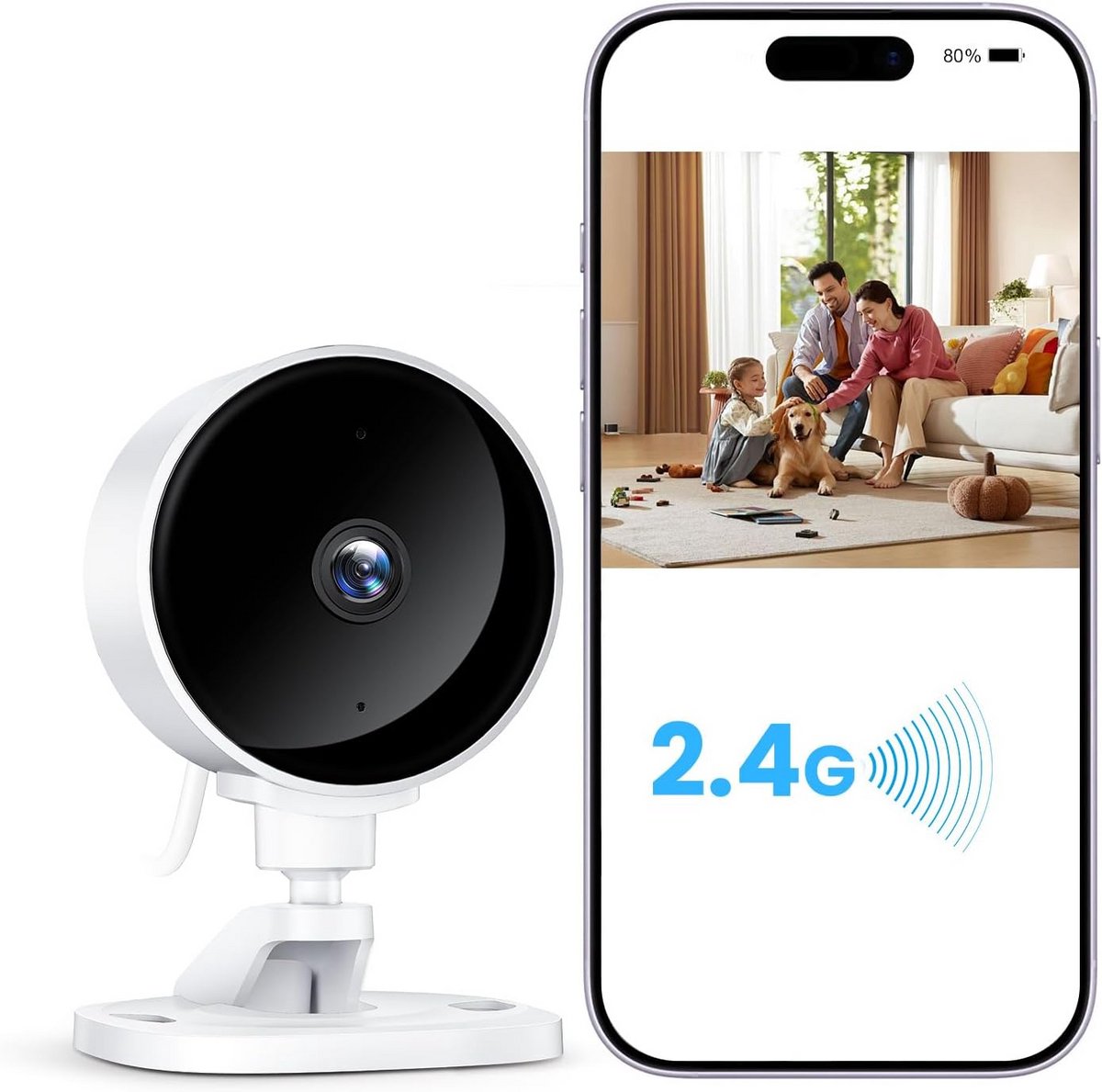 Binnen Camera - Beveiligingscamera Mini - Huis Bewaken - AI Bewegingsdetectie - 48 x 40 x 60 mm - Wit
