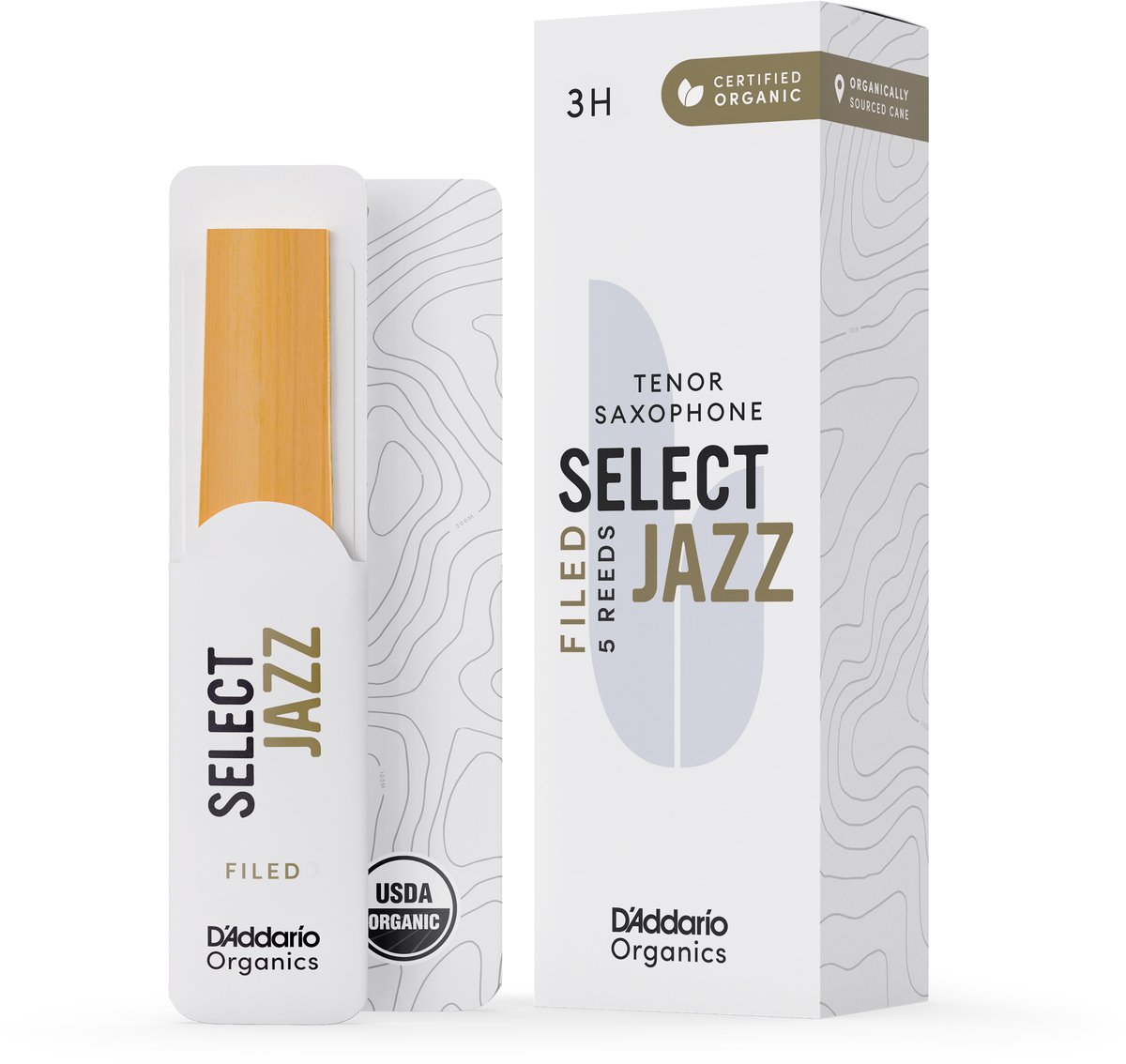 D'Addario Woodwinds Organic Sel. Jazz Filed Tenor 2 Soft, 5er-Packung - Riet voor altsaxofoon