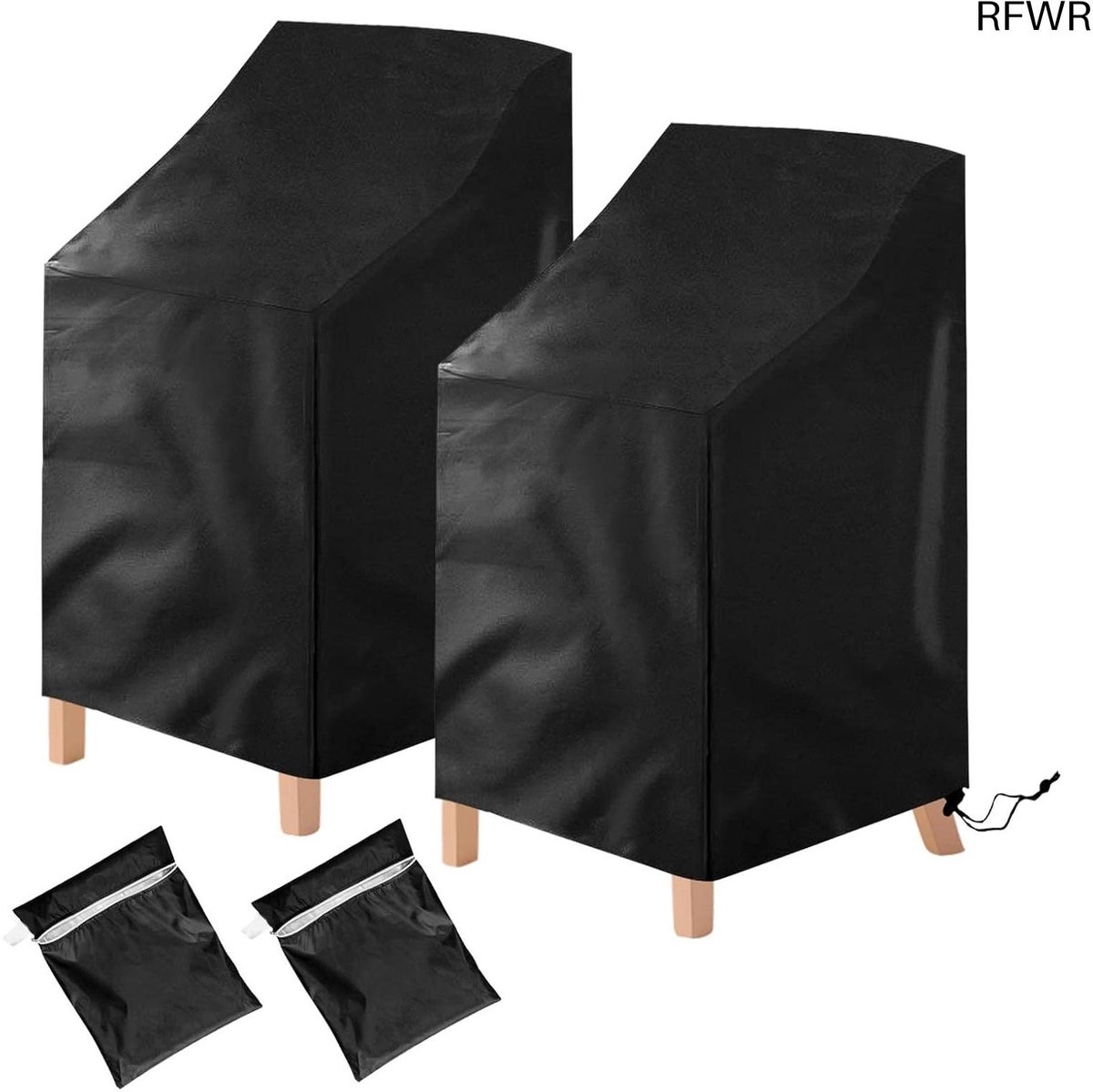 Beschermhoezen Tuinstoelen - Stoelhoezen Tuin - Meubels Beschermen - Waterdicht Winddicht UV-bestendig - 2 stuks 64x64x120cm - Zwart