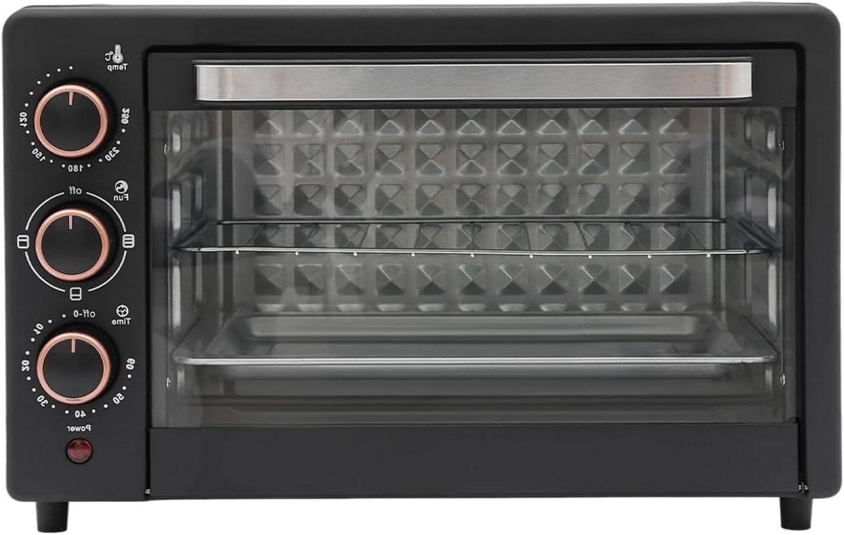 Compacte mini-oven - Kleine keukenoven - Snel bakken - Met pizzafunctie - 22 liter - Zwart