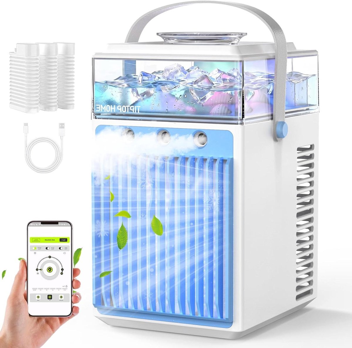 Mobiele Airco - Persoonlijke Koeler - Persoonlijke Koeling - 4-in-1 Functie - 1000ml Reservoir - Wit