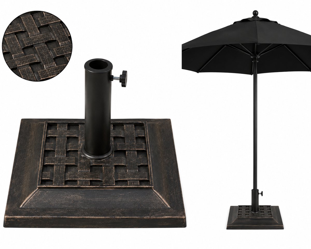 Jurrys parasolvoet - Parasolstandaard - Parasolhouder - Geschikt voor Grote Parasol - Weerbestendig - Metaal - Brons - 44x44x32cm