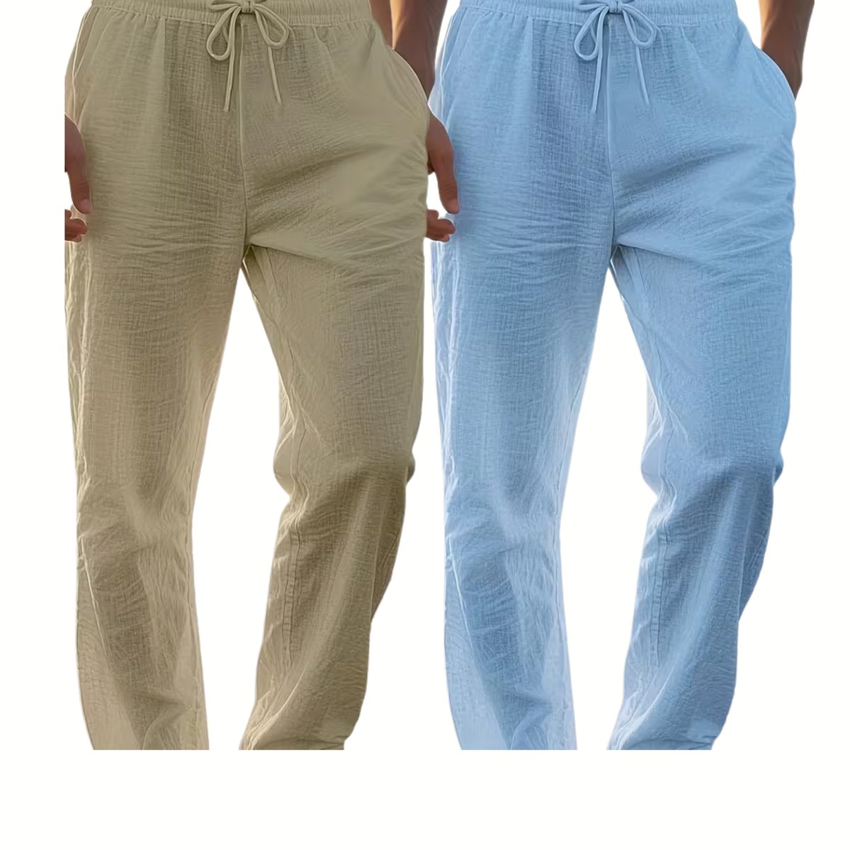 Currero Linnen Broek Heren Zomerbroek Volwassenen Lange Broek Pantalon Strandbroek Zomer Ibiza Stijl Kl