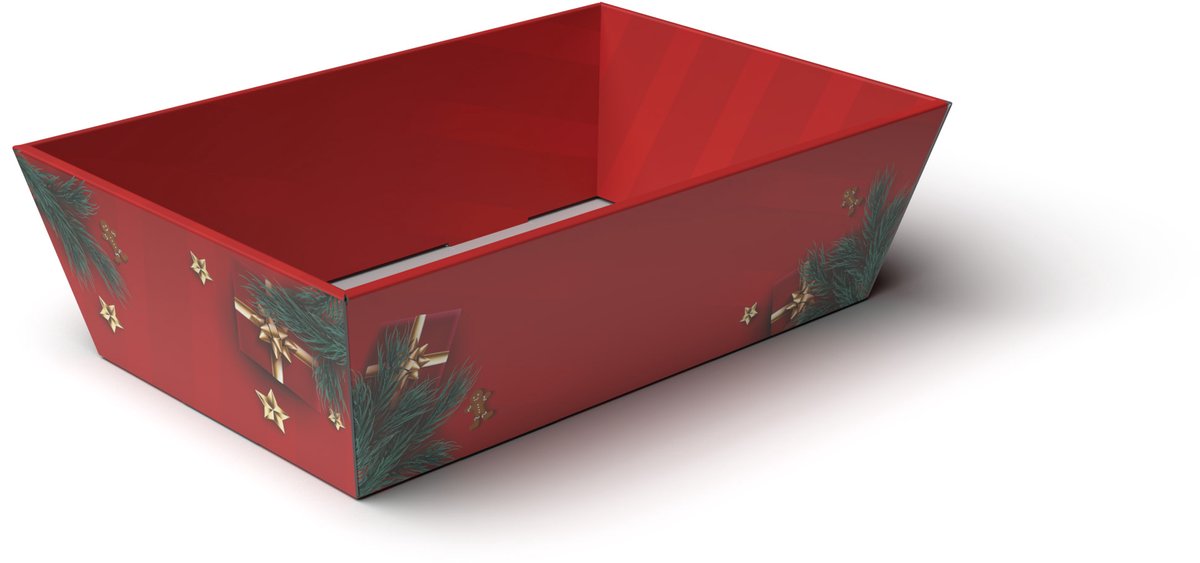 Cadeaumand Kerst- 21,5 x 17 x 6 cm - rood karton - 10 stuks