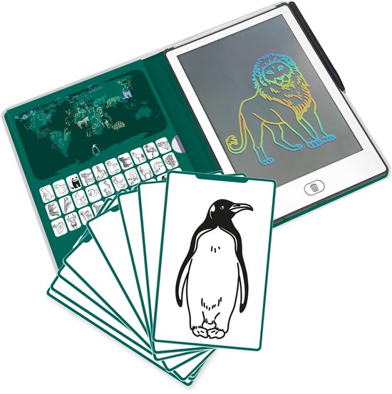 KIDYWOLF KIDYDRAW Mini Tablette à Dessin Pour Enfants - Thème Animaux du Monde Entier - Éducatif - Dès 4 ans