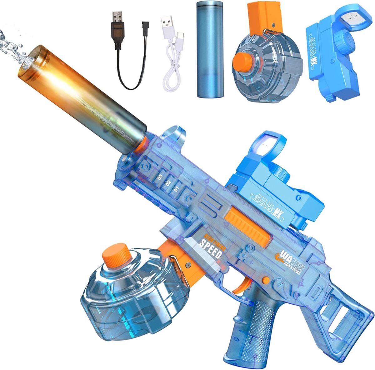 Elektrisch Waterpistool Voor Volwassenen En Kinderen - Automatisch Waterpistool Met LED-Verlichting - Speelgoed Voor Buiten Zwembad Strand En Feestjes In De Zomer - Voor Jongens En Meisjes - Blauw