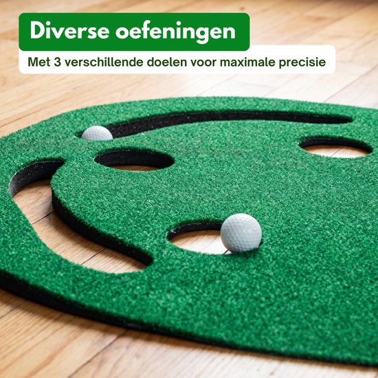 Homeblend Golfmat - Putting Mat - 90x274 cm - 3 Targets - Met Ballenstopper - Golf Oefenmat - Slijtvast Kunstgras met Anti-slip - Golf Accessoires van homeblend — afbeelding 2