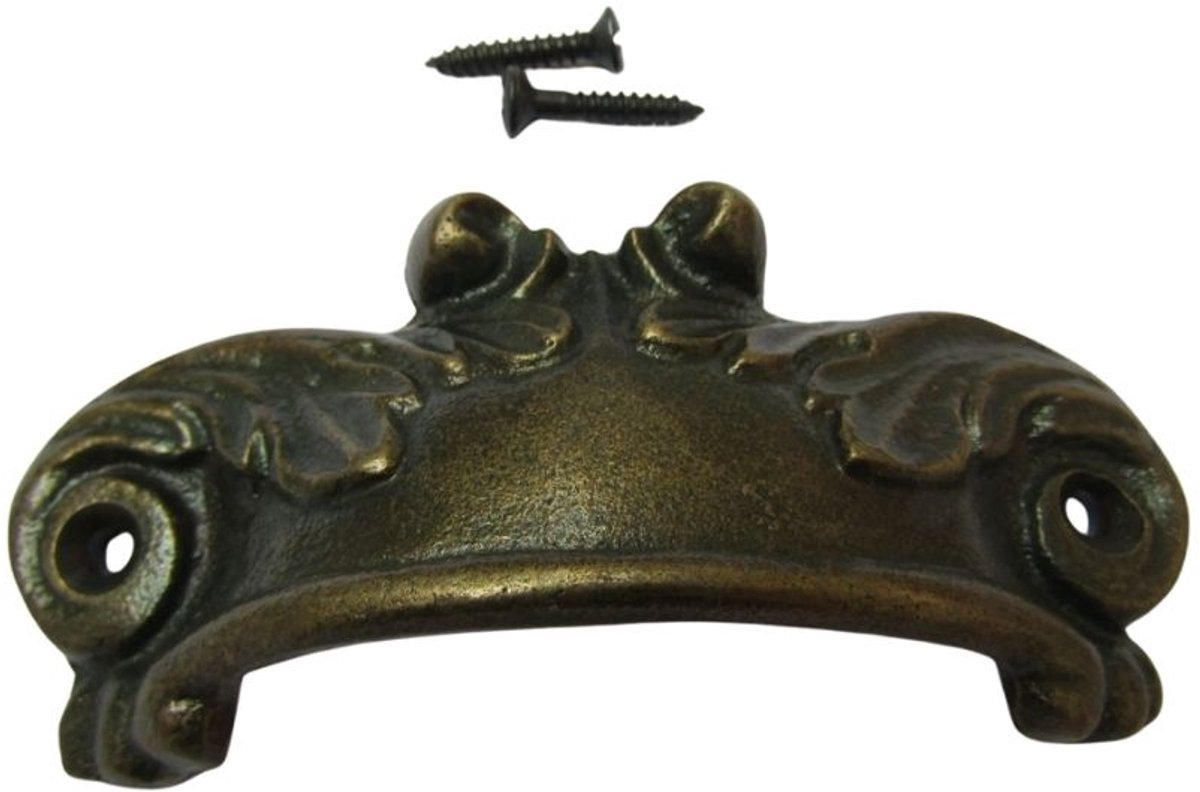Feathered Cup Pull Handle Antique Brass