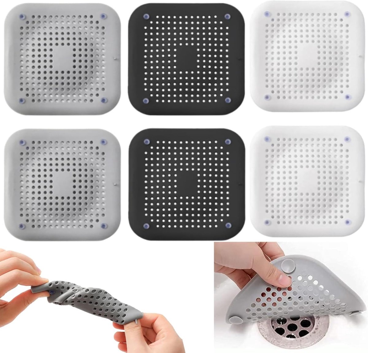 Afvoer-haarvanger, 12 cm x 4 m afvoerzeef, douche-mesh, 2 stuks wegwerp doucheafvoer, gaasdoek, afvoerfilter, zelfklevend, wegwerp, haarvanger, afvoerzeef, douche