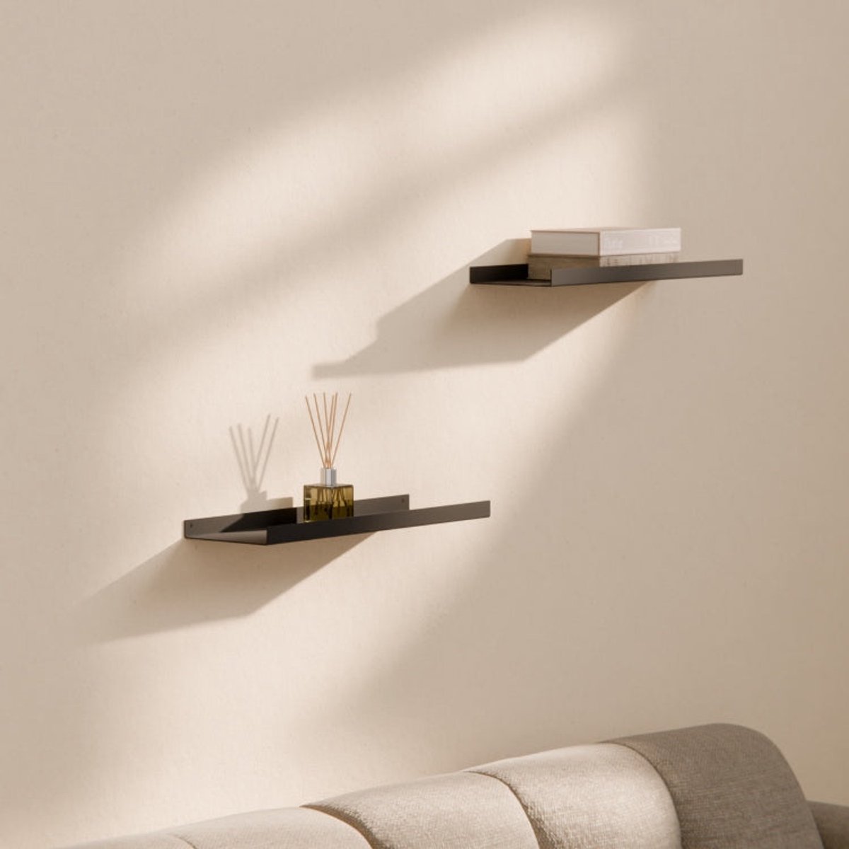 Metalen Wandplank Edge Zwart 40 cm - Kunst van Staal