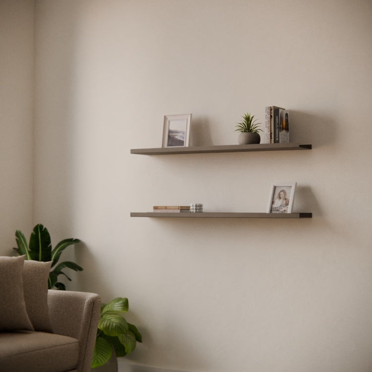 Metalen Wandplank Edge Beigegrijs 100 cm - Kunst van Staal