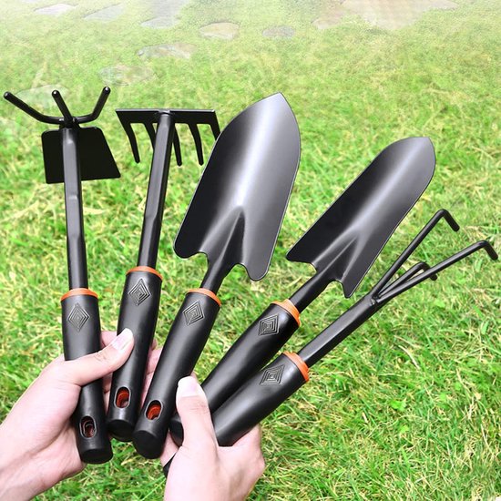 Tuingereedschap Set - Rostvrij Staal Gereedschap - 3 Delig - Ergonomisch Handvat - Voor Planten en Wieden - Zwart van Tuingereedschap. — afbeelding 4