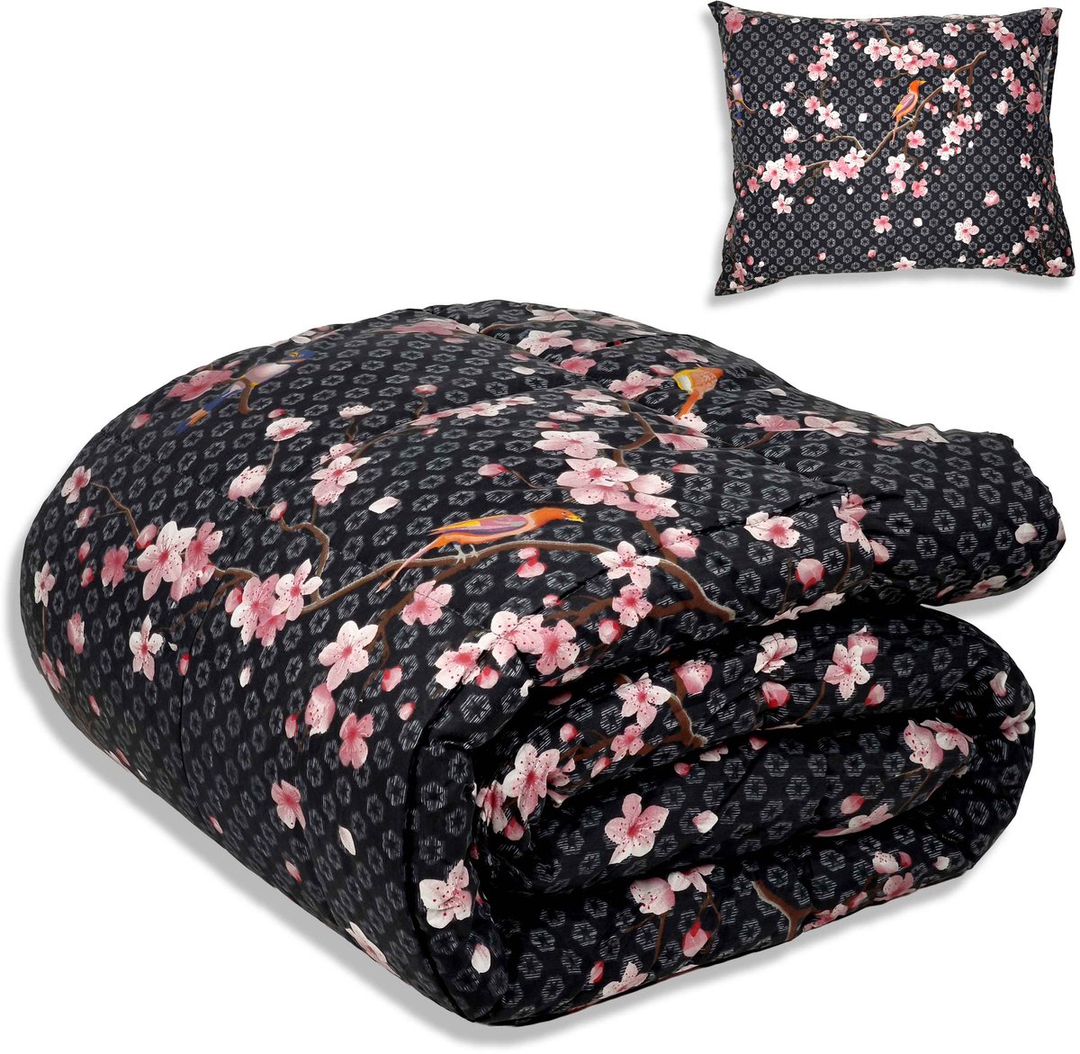 Dekbed zonder overtrek - All year 140x220cm - Japans zwart - Wasbaar Dekbed Zonder Overtrek – Hypoallergeen & Antibacterieel – 30 dagen proefslapen - Wasbaar hoesloos dekbed - Bedrukt dekbed - zomerdekbed & winterdekbed