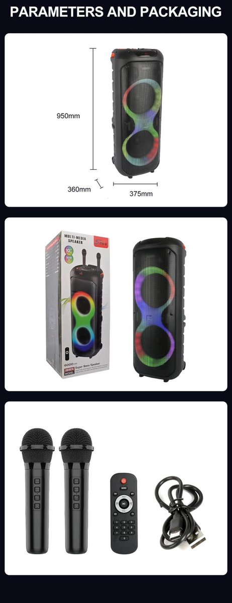 Partybox Sing-e 600w Super Power Wireless Party Speaker — afbeelding 2