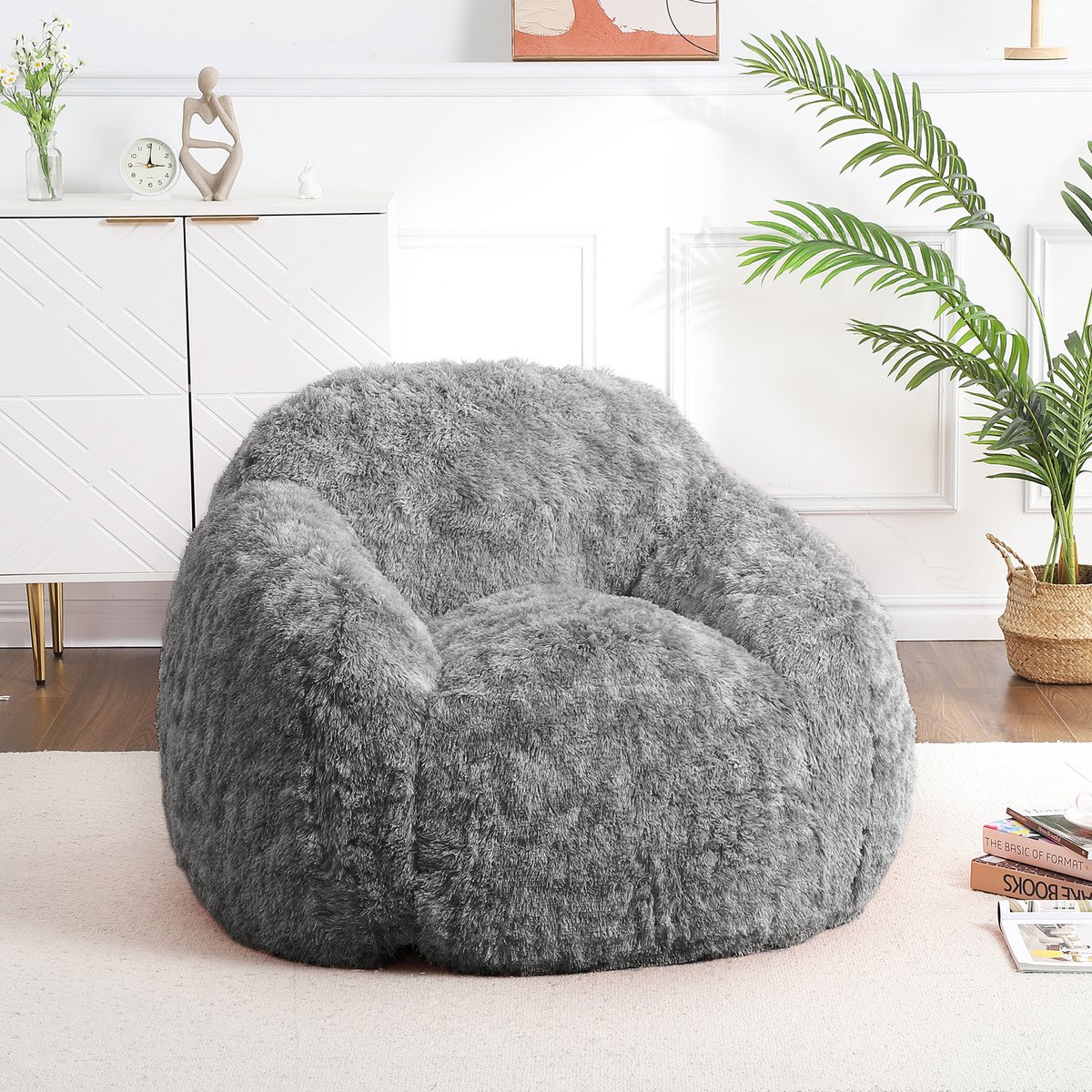 Danky Zitzak Fauteuil Met Armleuningen - Wasbare Hoes - 94x94x64cm - Zwart