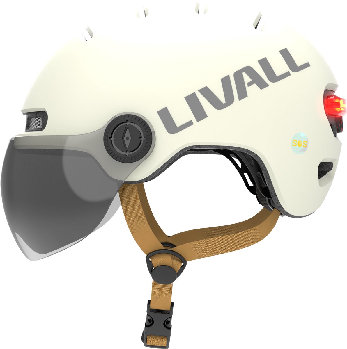 LIVALL L23 White L size Type-C slimme fietshelm met ledverlichting en afneembaar vizier, NTA8776-gecertificeerd voor e-bikes, fietshelm met valdetectie voor volwassenen (heren en dames), geschikt voor e-bike, scooter en skateboard.