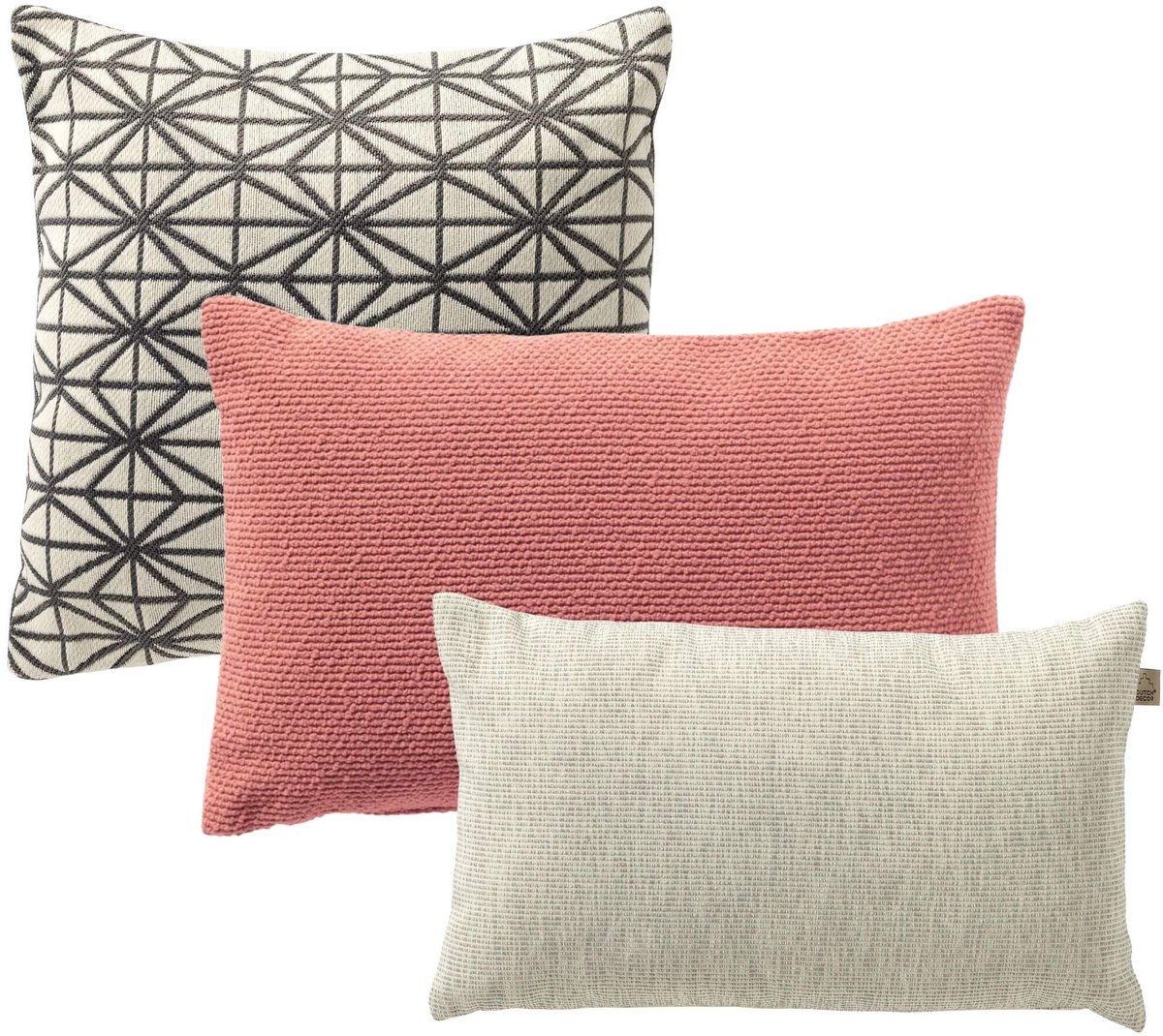 Dutch Decor KUSSENSET - 3-delig - Modern Blush - 45x45 cm, 40x60 cm, 30x50 cm - inclusief binnenkussens - antraciet, roze, grijs - Met Ritssluiting – Decoratie set sierussens - Comfortabele kussentjes voor op de Bank
