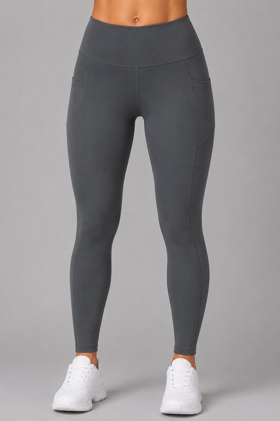 SparkNine Softflex zachte legging met zakken - dames sportlegging - comfy legging - L - grijs - hoge taille - elastisch - zacht materiaal - comfortabel — afbeelding 5