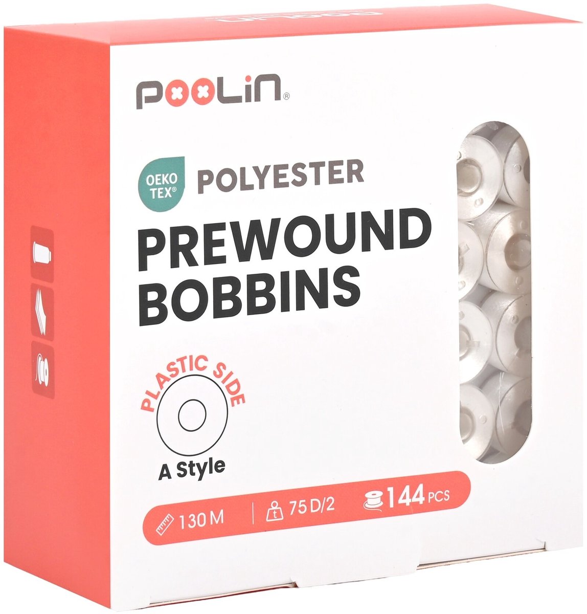 PooLin borduurspoel type A 144 stuks voorgewikkeld 60 wt polyester