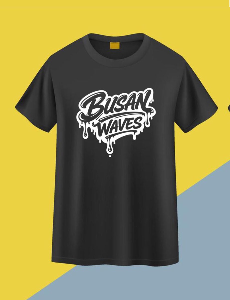 Busan Waves T-Shirt Unisex Zwart | Korea Streetwear Shirt | Busan & K-Culture Inspired | Maat L - Akina Wear
