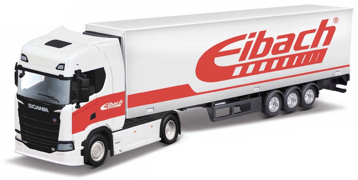 Bburago Scania S730 - Modelauto - Schaal 1:43 - Wit/Rood