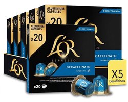 L'OR Espresso Decaffeinato - 100 (5x20) Koffiecups Compatibel met Nespresso Coffee Machine