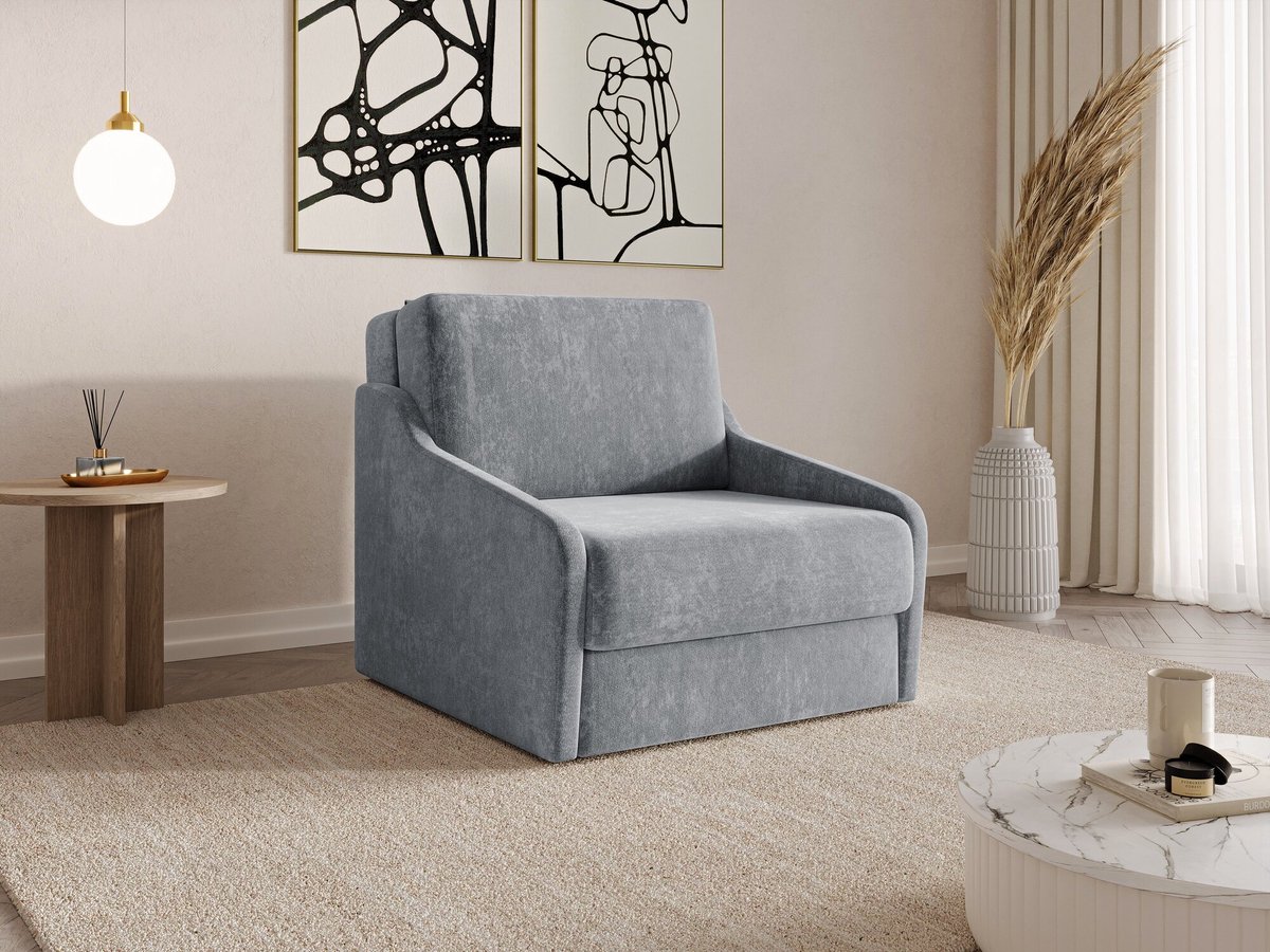 Fauteuil Met Slaapfunctie Slaapbank Ban Fly 80 Fauteuil Slaapbank - Armstoel - Kinderbed - Compact en Comfortabel - 1-zits - Vibe 95 (Grijs)