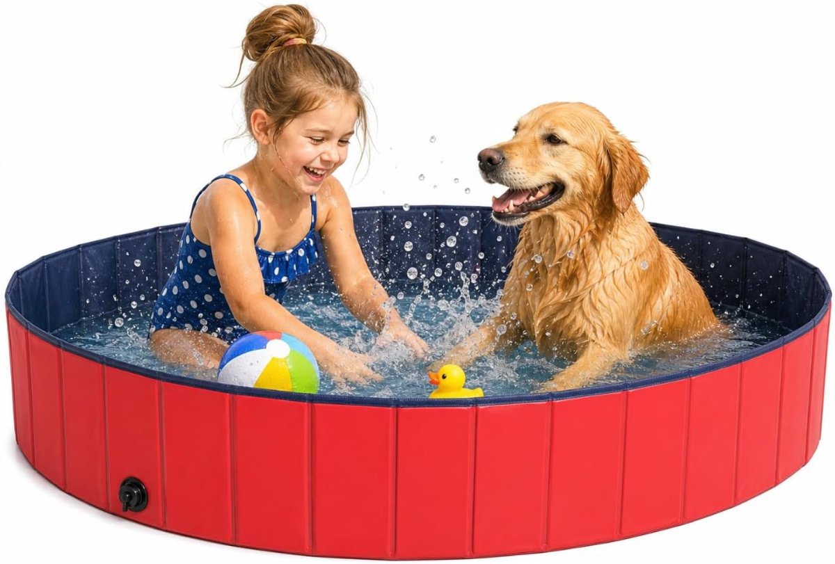 ZMR® Hondenzwembad - Hondenzwembaden - Hondenzwembad Opvouwbaar - Blauw/Rood - 80mc x 80cm x 20cm