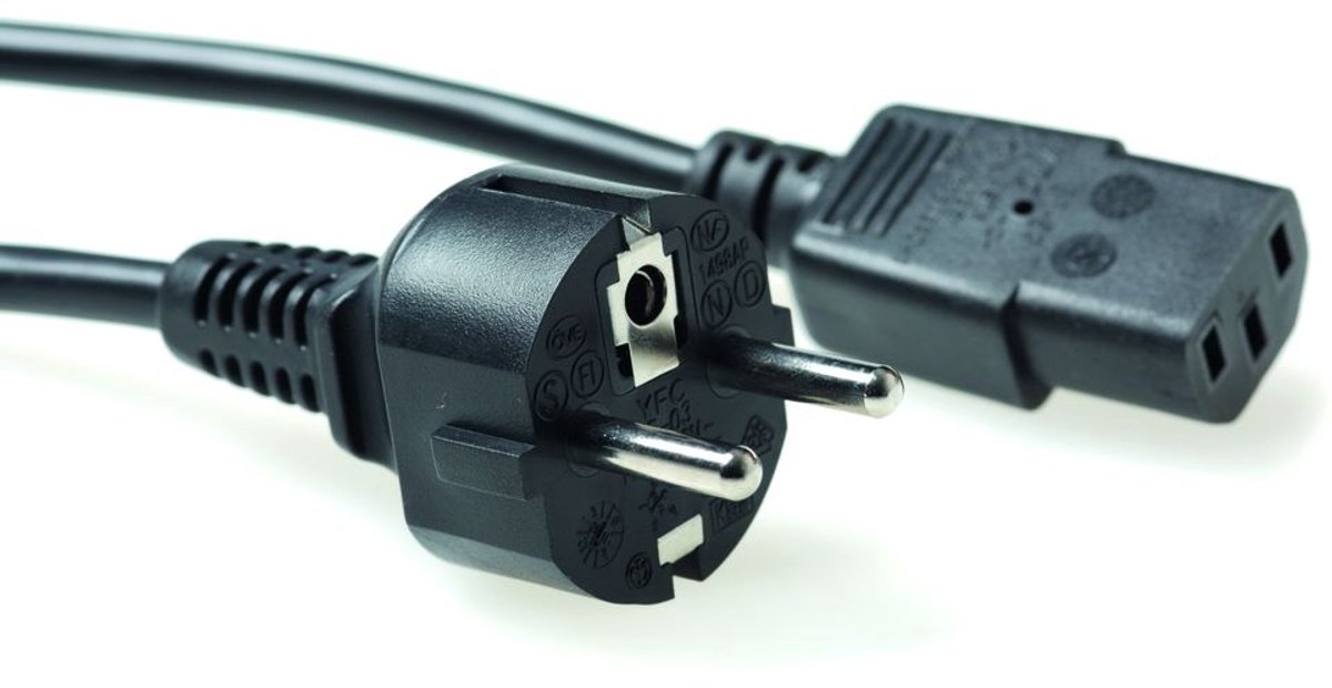 ACT Netsnoer CEE 7/7 male (recht) - C13 zwart 2,5 m AK5017