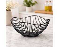 By Viento Luxe Zwarte Fruitschaal – Metalen Fruitmand – Mode