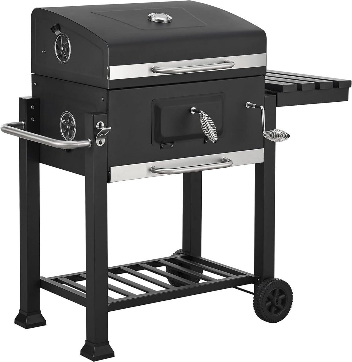 SMH LINE® BBQ houtskool XL- Smoker Barbecue - Incl. BBQ Greedschapset en 12x BBQ Spiezen - Verstelbare Kolenroosters & Inklapbare Zijtafel - Zwart thumbnail 3
