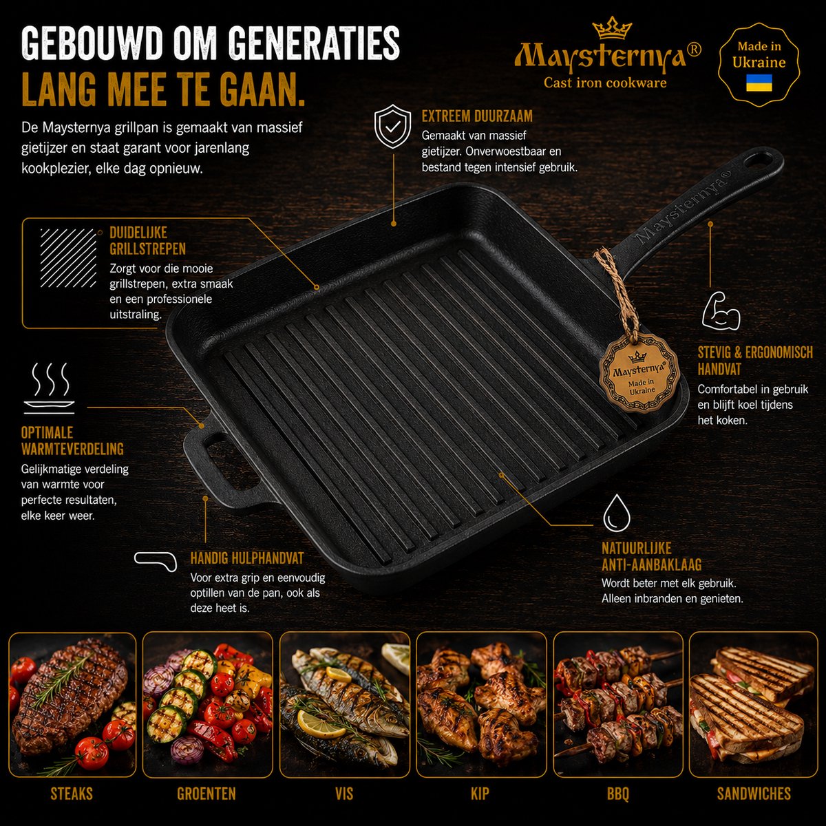 MAYSTERNYA MAYSTERNYA Grillpan Gietijzer - afbeelding 4