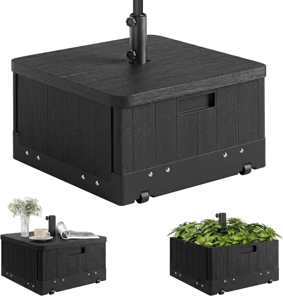ZMR® Parasolvoet op Wielen - Parasolvoet - Parasolvoeten - Zwart - 53cm x 53cm x 47cm