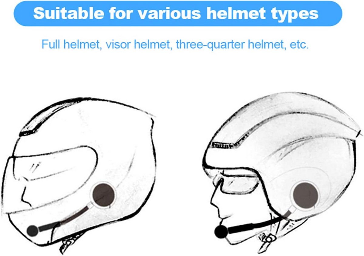 Helm Bluetooth Headset - Motorhelm Oortjes - Veilig Bellen Onderweg - Ultr dun ontwerp - 15 uur afspeeltijd - Zwart thumbnail 2