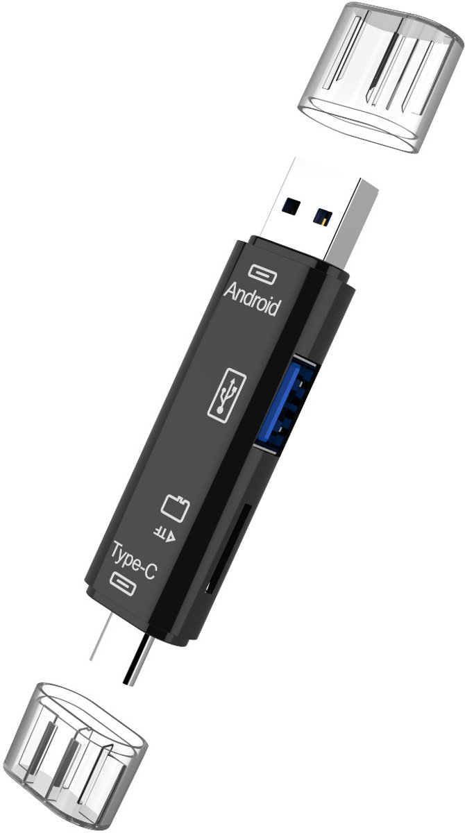 5-in-1 multifunctionele SD-kaartlezer – Micro SD/TF, USB C OTG, geschikt voor MacBook Pro