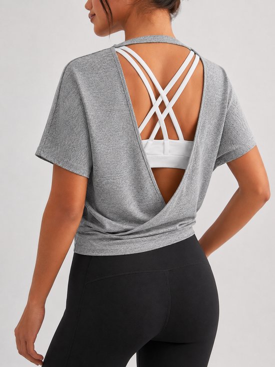 SparkNine Flow sporttop - sport t-shirt - XL - grijs - open rug - stijlvol & ademend - losse pasvorm - fitness top — afbeelding 2