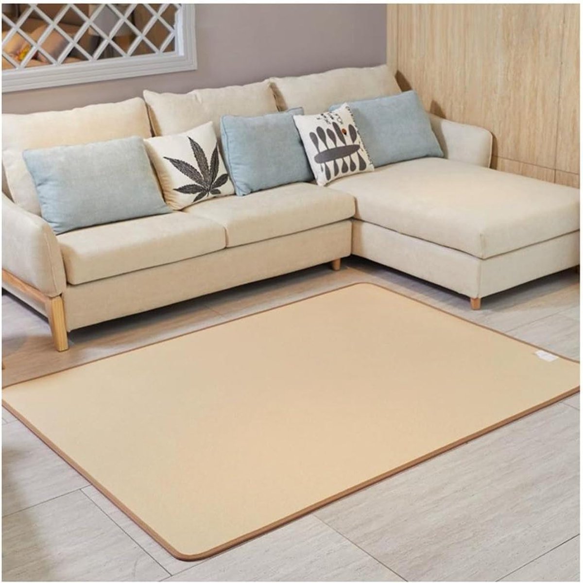 Verwarmde mat - Elektrisch tapijt - Warmte comfort - Snelle infrarood warmte - 59 x 59 cm - Houttextuur