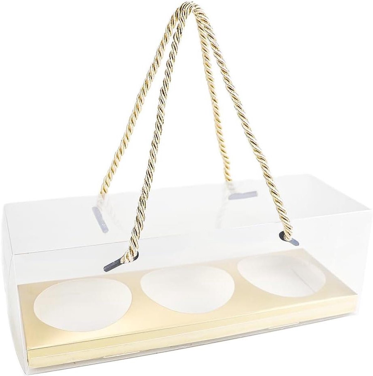 Cupcake Dozen - Taart Houders - Dessert Presentatie - Transparante Deksel - 3 Gaten - Goud