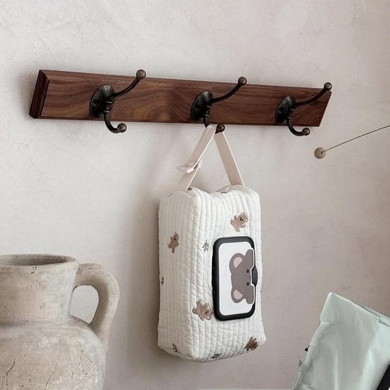 Baby Doekjes Houder - Herbruikbare Pouch - Onderweg Schoon - Katoenen Doek - 25 x 18 cm - Cartoon Beer — afbeelding 5