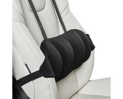 Lendensteun Kussen - Rugkussen Auto - Comfortabel Zitten - Verstelbare Hoogte - 40x19x7.6cm - Zwart