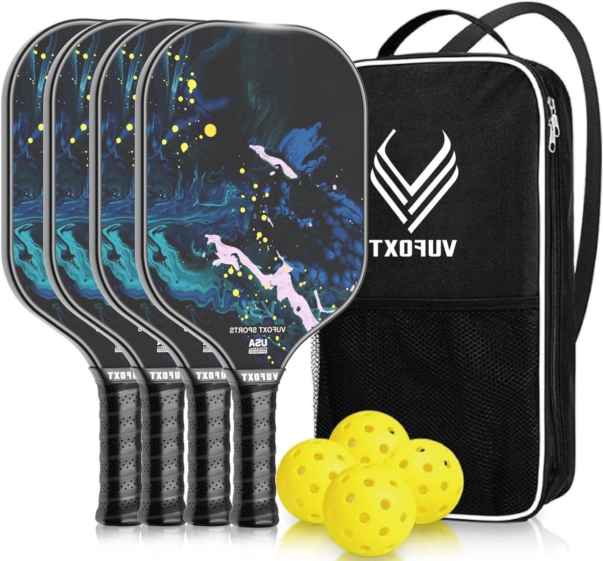 Pickleball Paddles Set - Pickleball Rackets - Sport Spel - USAPA Goedgekeurd - Set van 2 - Zwart