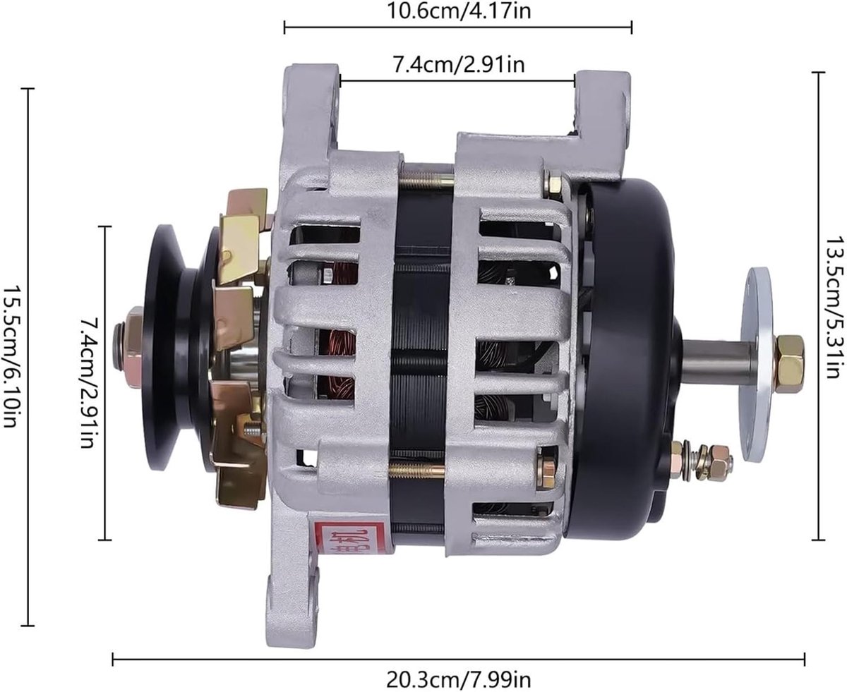 DC Generator - Wisselstroomgenerator Dynamo - Landbouw Voertuigen - Koperen Spoel - 2000W 28V - Zilver — afbeelding 5