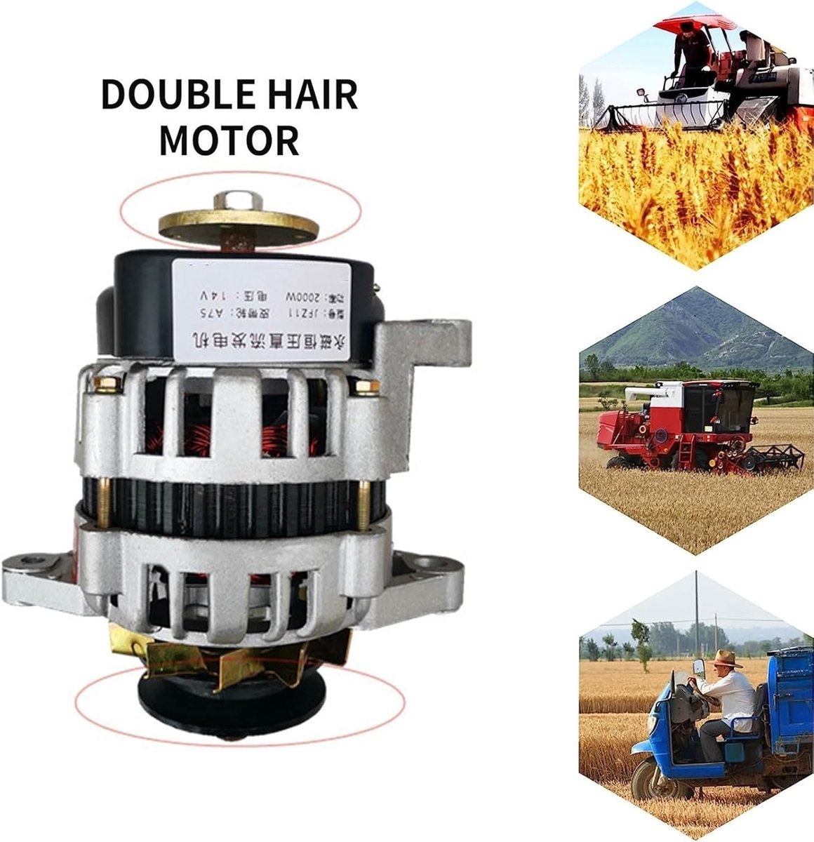 DC Generator - Wisselstroomgenerator Dynamo - Landbouw Voertuigen - Koperen Spoel - 2000W 28V - Zilver — afbeelding 3