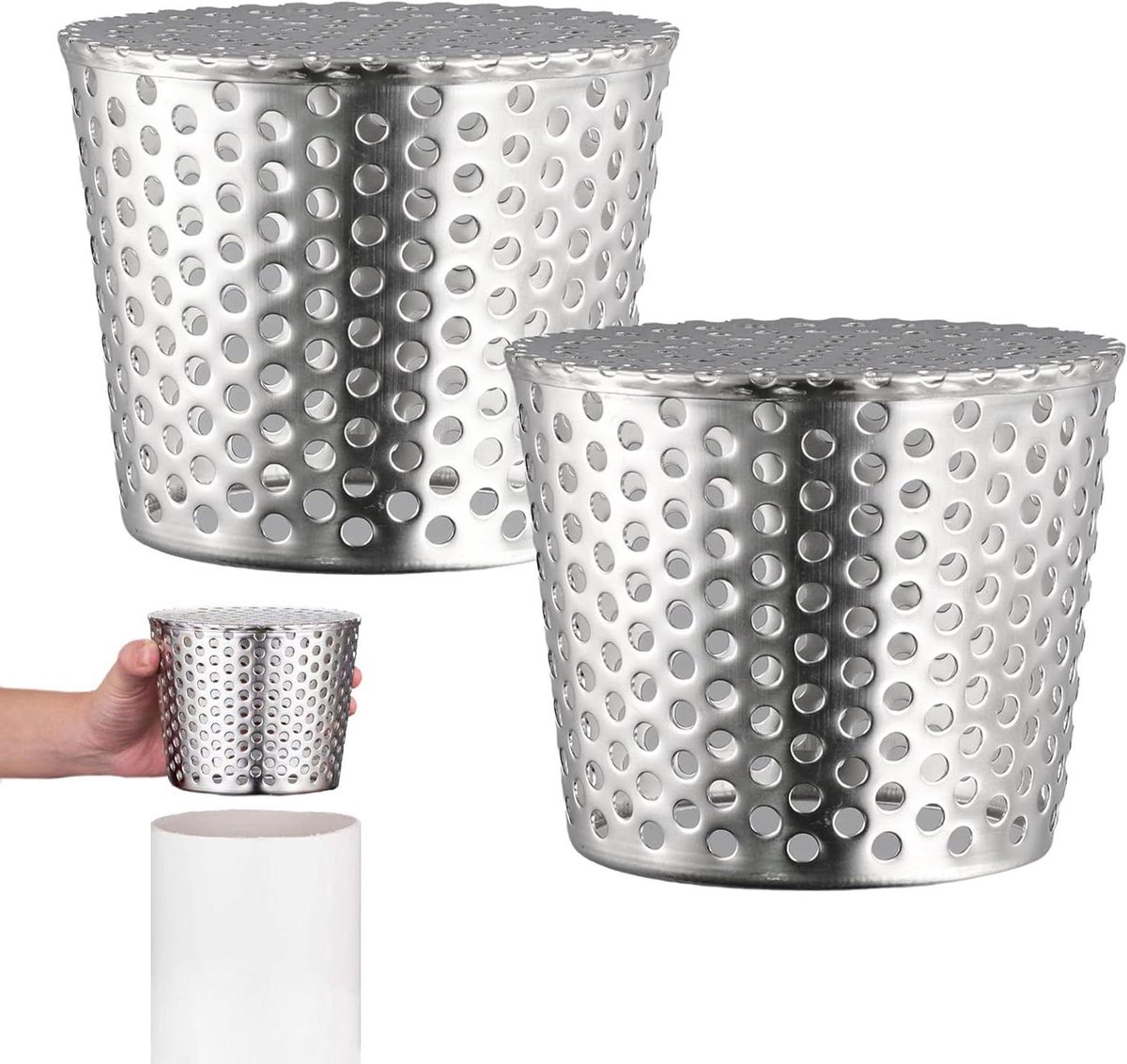 Dakgoot Bescherming - Bladvanger Regenpijp - Voorkomt Verstoppingen - Roestvrij Staal - 90/110 mm - Zilver