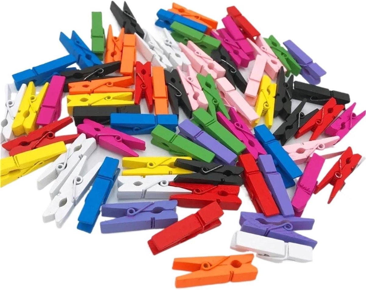 Mini Wasknijpers - Houten Knijpers - Kleding Drogen - Antislip Ontwerp - 25 mm - Mix